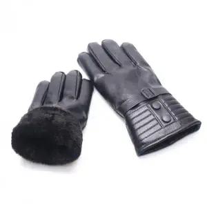 [골드스마일]겨울용 방한 보온 기모 인조 가죽 바이크 라이딩 장갑 블랙