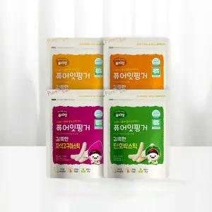퓨어잇 핑거 오가닉 아이과자 길쭉한 야채스틱 4종세트 아기 간식과일칩 동결건조 푸드 외출 어린이 베이비