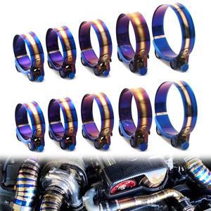 T볼트 스테인리스 스틸 호스 클램프 번트 티타늄 블루 조정 가능 클립 고정 키트 자동차 부품 26mm  114mm