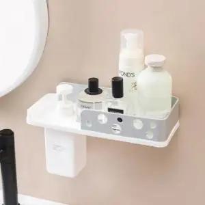 (색상 랜덤발송)무타공 욕실 선반 화장실 코너 거치대 세면대 수납함