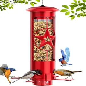 야외용 다람쥐 방지 새 모이통 중력 보호 기능이 있는 금속 외부 핀치용 3LB 대용량 야생 카디널 블루