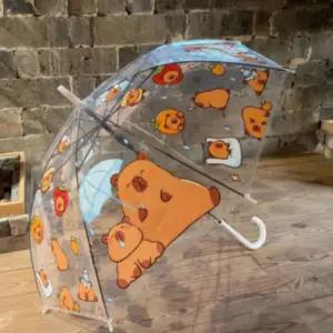 초등학생 어린이 고급 귀여운 카피바라 우산 투명 장우산 대형비닐 편의점 3단자동 꽂이 일회용 튼튼한 양