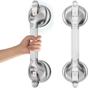 데일리라이프 욕조 및 샤워용 그랩 바 노인 흡입용 17인치 샤워 핸들 노인용 300파운드 안전 실버(1팩)