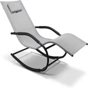 파티오 잔디 수영장 야외 가정용 가구 그레이를 위한 탈착식 베개가 있는 안미로 무중력 흔들의자 경량