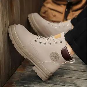 단정한 스티치 라인 클래식한 레이스업 남성용 워커화키높이 워커화 신발 남자캐주얼 높이 캐주얼화 따뜻한