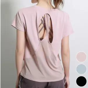 여성 등판 투홀 포인트 운동 스포츠 트레이닝 반팔티복상의 헬스 여자요가 쿨링 커버업 민소매 커버 여름