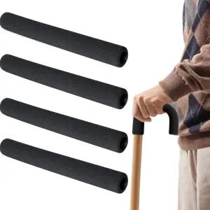 표준 핸들 지팡이용 프리아나 4개 곡선 지팡이 그립 교체용 검은색 두꺼운 쿠션 폼 커버 노인용
