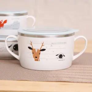 알프스팜스토리 라면기 650ml스텐 그릇 접시 라면 어린이식 키즈식