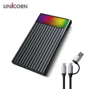 유니콘 USB3.2 Gen1 2.5인치 HDD SSD 외장하드케이스 컬러LED A+C타입젠더 슬라이딩결합 HSD-V10외부저장