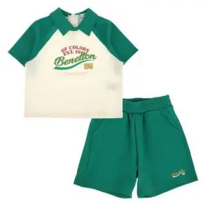 [갤러리아] 베네통키즈(26S)래글런와플상하세트(QATS19631/QATP07631/GN)