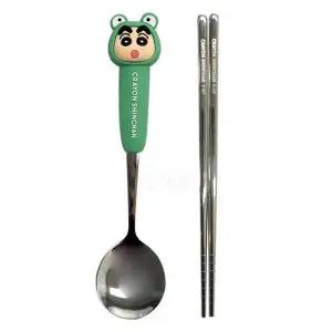 [골드스마일]짱구는못말려 입체 스푼 젓가락 세트 개구리 사무용품