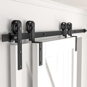6피트 바이패스 슬라이딩 헛간 도어 하드웨어 키트 조합 트랙 모드 슬라이딩 도어 하드웨어 이중 나무 도어 도어 도어