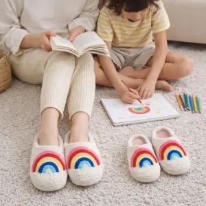 바이브모션 패밀리 실내화 거실용 무지개 슬리퍼 커플 사계절 레인보우 감성 부드러운 면실 층간소음 가족