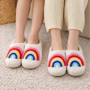 바이브모션 사계절 엄마와아이 층간소음방지 실내화슬리퍼 커플 레인보우 감성 부드러운 거실 면실 가족