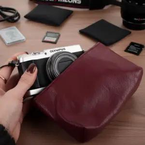 가죽 디카 카메라 파우치 중형 버건수납백 카백 소형가방 지털치 지갑 카집
