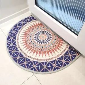 발매트 북유럽풍 논슬립 반원형 블루 type 벨벳 B