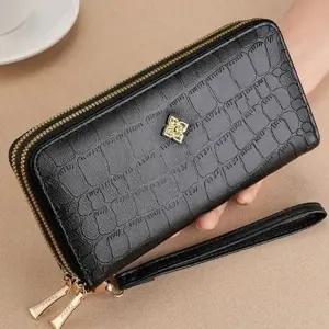 가죽 여성 장지갑 데일리 여성 손목 지갑 지퍼