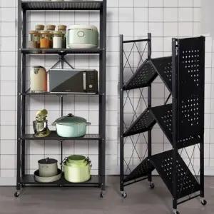 접이식 폴딩 원터치 다용도 수납 이동식 선반 진열대