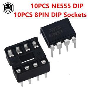 IC 555 타이머 프로그래밍 오실레이터 칩 및 8 핀 DIP 소켓 10 쌍 20 쌍