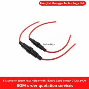 5x20MM 6x30MM 10A15A20A 250V 유리관 퓨즈 홀더 나사  18Awg 케이블 와이어 길이 22CM가 고속 연결 해제