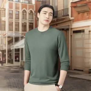 남자 무지티 두꺼운 베이직 와플 긴팔 셔츠 정장가을티셔츠 라운드넥셔츠 긴팔면 무지 롱슬리브 시텨츠 면