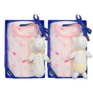 [갤러리아] (쌍둥이출산,백일,돌,유아내의세트)핑퐁반소내의두벌핑+말딸랑이세트(A1B-103D1SET)