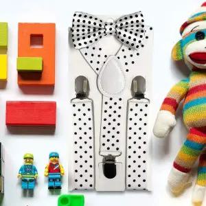 어린이 화이트 멜빵 땡땡이