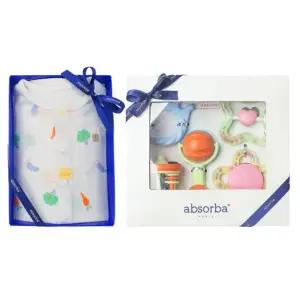 [갤러리아] (압소바출산,백일,돌,유아내의세트)배지7부내의+5종딸랑이세트(A1B-10390SET)