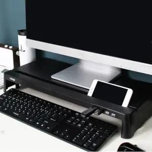 USB허브내장 컴퓨터 모니터받침대 수납 스탠드 선반