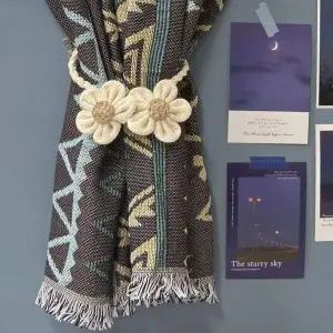 커튼 플라워 린넨 타이