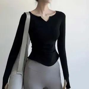 다용도 피트니스 여성 필라폴웨어 브이넥 긴팔티