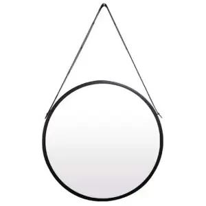 IG7343 메탈 가죽 원형 벽거울 블랙 36.5cm 제조한국 벽거울 스트랩벽거울 인테리어벽거울 가죽벽거울 거울