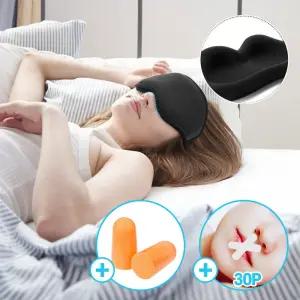 로에드 3D수면안대+귀마개+입벌림방지밴X자형 30p여행 충장 기내용 세트 비행