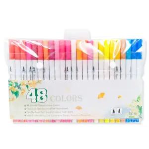 더블 헤드 붓펜마커 세트 48색-화이트바화방마카 드로잉 용품 스케치 컬러 디자인 그림