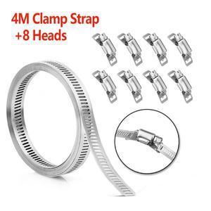 4M 304 스테인리스 스틸 호스 클램프 스트랩 DIY 나사 밴드 패스너 포함 웜 기어 클립 조절식 튜브 파이프