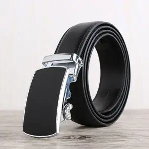 심플 자동벨트 블랙 길이조절 남성용 소가죽 벨트 (KYR-WC27693)