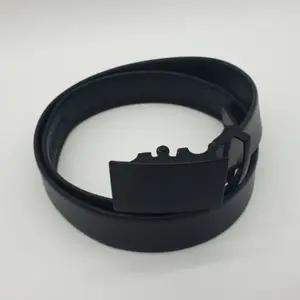 남자정장 벨트 자동버클 가죽허리띠 올블랙 (KYR-WD0284E)