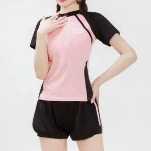 래쉬가드 2피스 수영복 세트 여자 모노키니