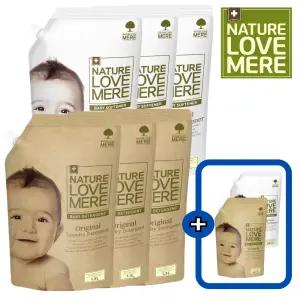 네이쳐러브메레 아기세탁세제 리필형 1300ml 3팩+ 아기섬유유연제 리필형 1300ml 3팩 [GIFT] 세제리필500ml+유연제리필500ml