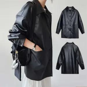 남자 간절기 봄가을 오버핏 스트릿 인조가죽 라이더 자켓