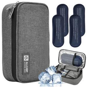 올캠프 인슐린 쿨러 여행 케이스 TSA 아이스 승인, 백, 4개의 쿨러(그레이) 휴대용 용 보관이 팩과 다층 단열 가능한 있는 라이너가