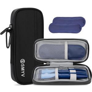 TSA 승인 아이스팩 2개가 포함된 SMYV 쿨러, 인슐린 컴팩트(블랙) 및 용품용 쿨러 케이스, 여행용 위한 일상 약물 여행 생활을