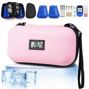 우룸루 인슐린 쿨러 여행 케이스 TSA 핑크 보관 정리함 약물 온도 용품 디스플레이( ), 2개 - 케이스, 팩 승인 백 및 아이스 디지털