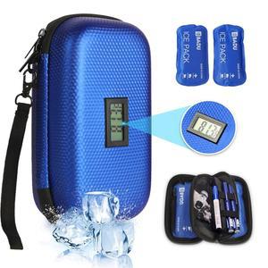 JTaoTec 인슐린 쿨러 여행 케이스 TSA 팩 약물 가방 온도계 아이스 포함 여행용 온도 냉장 2개 쿨러, 디스플레이 승인 의약품