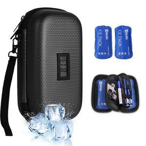 JTaoTec 인슐린 쿨러 여행 케이스 TSA 승인 약물 온도 냉장 가방(블랙) 디스플레이 2개 아이스 온도계 포함 의약품 쿨러, 여행용