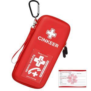 에피펜 휴대용 케이스, 2개용 하드 EVA 및 응급 으로 안약, 내구성 여행용 약물 용 파우치 있는 가방, 흡입기, Auvi-Q, 제공