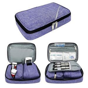 혈당 측정기, 약물 및 기타 용품용 여행용 전용) NENYX 2개 보관 파우치 포함 휴대용 케이스, 가방, 탈착식 용품 보라색(가방