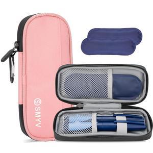 TSA 승인 아이스팩 2개가 포함된 SMYV 용품용 및 케이스, 여행용 약물 쿨러, 위한 생활을 일상 여행 컴팩트(핑크색) 인슐린 쿨러