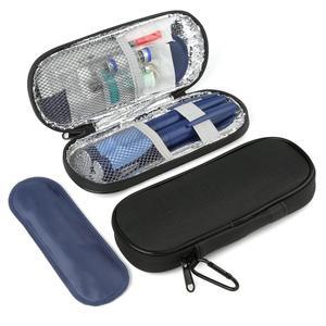 재사용 가능한 TSA 승인 아이스팩 2개, 쿨러 기타 보관용 및 펜 케이스(블랙) 용품 게르문 단열 인슐린 여행 쿨 포함된 오거나이저백이