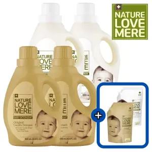 네이쳐러브메레 아기세탁세제 용기형 1800ml 2개 + 아기섬유유연제 용기형 1800ml 2개 [GIFT] 오리지널향 세제리필 500ml 1팩 + 유연제리필 500ml 1팩